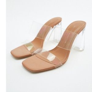 ZARA VINYL SANDALS WITH METHACRYLATE HEEL Size 8 / 39 EU